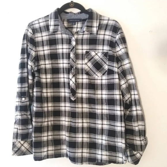TOMMY HILFIGER PLAID SHIRT - BLACK & WHITE - Picture 5 of 5